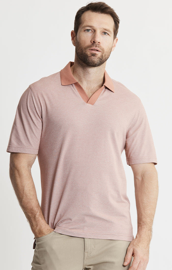 Cotton-Poly Johnny Collar Polo