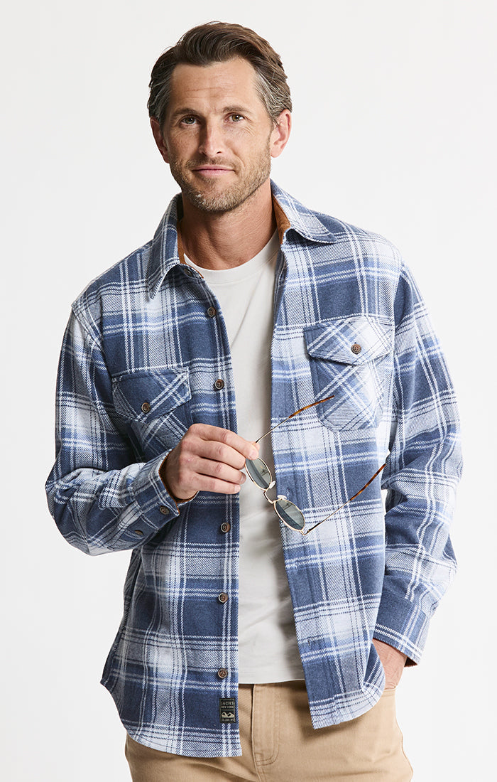 Knit Flannel Button-Up Shirt