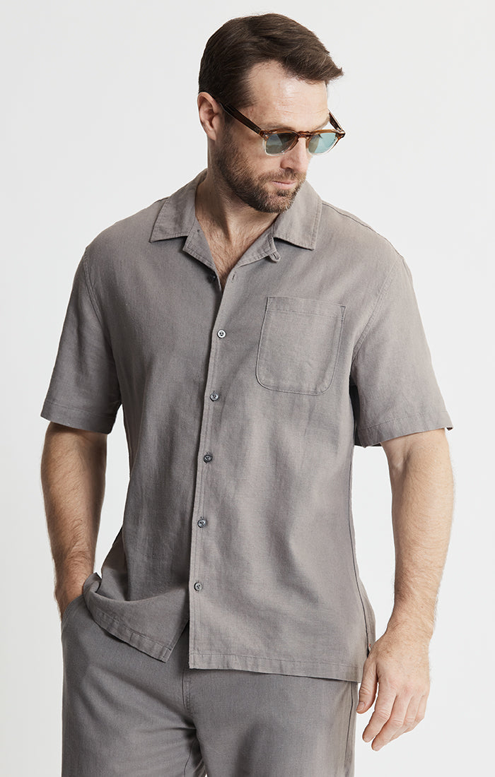 Linen Suffolk Short Sleeve Camp Shirt