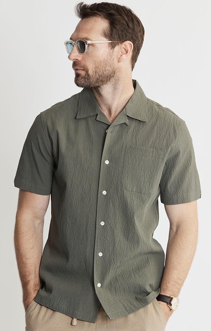 Seersucker Short Sleeve Camp Shirt