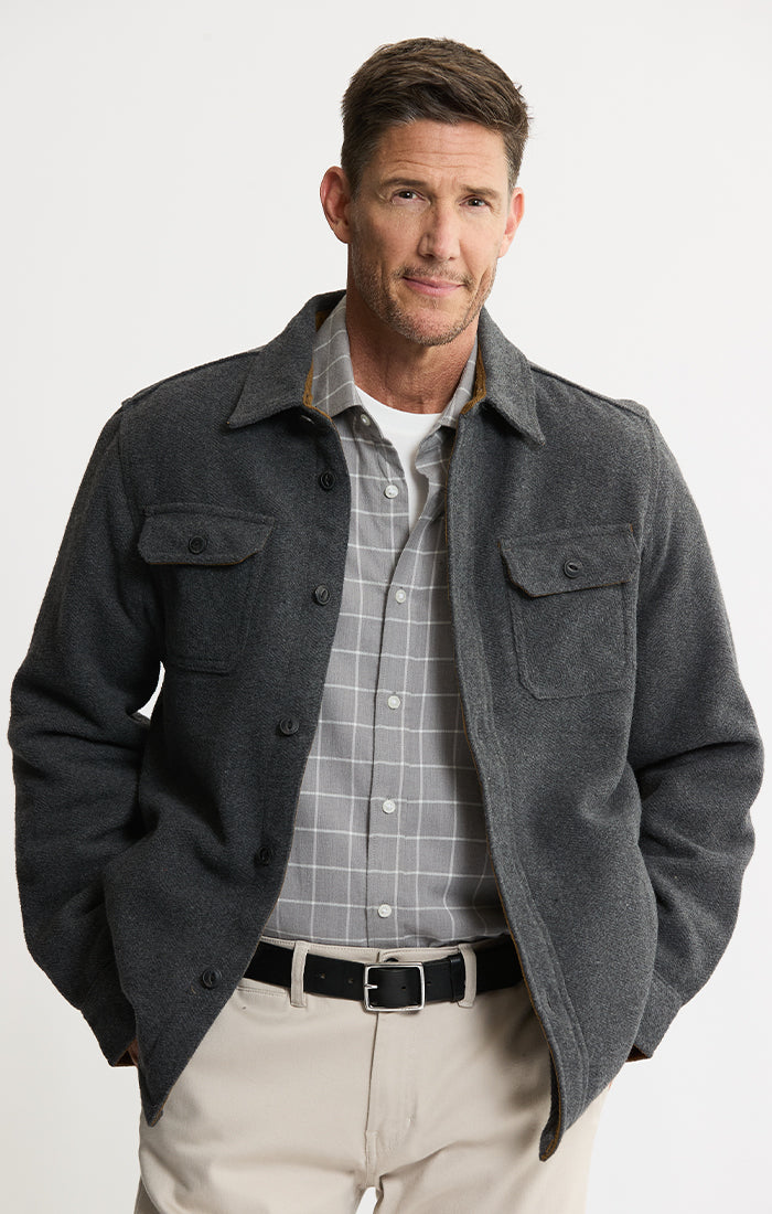 Thermal Lined Wool Blend Shirt Jacket