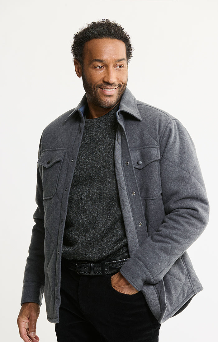 Quilted Brushed Knit Shirt Jacket