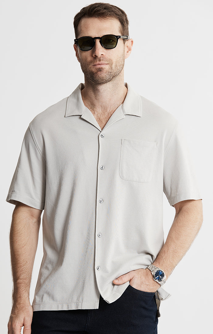 Knit Oxford Short Sleeve Camp Shirt