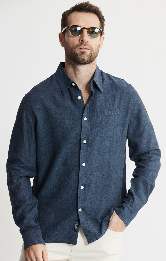 Linen Blend Button-Up Shirt
