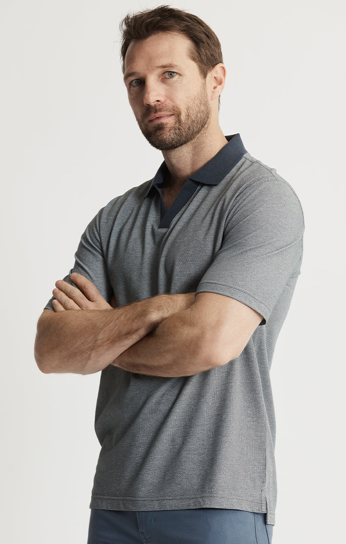 Cotton-Poly Johnny Collar Polo