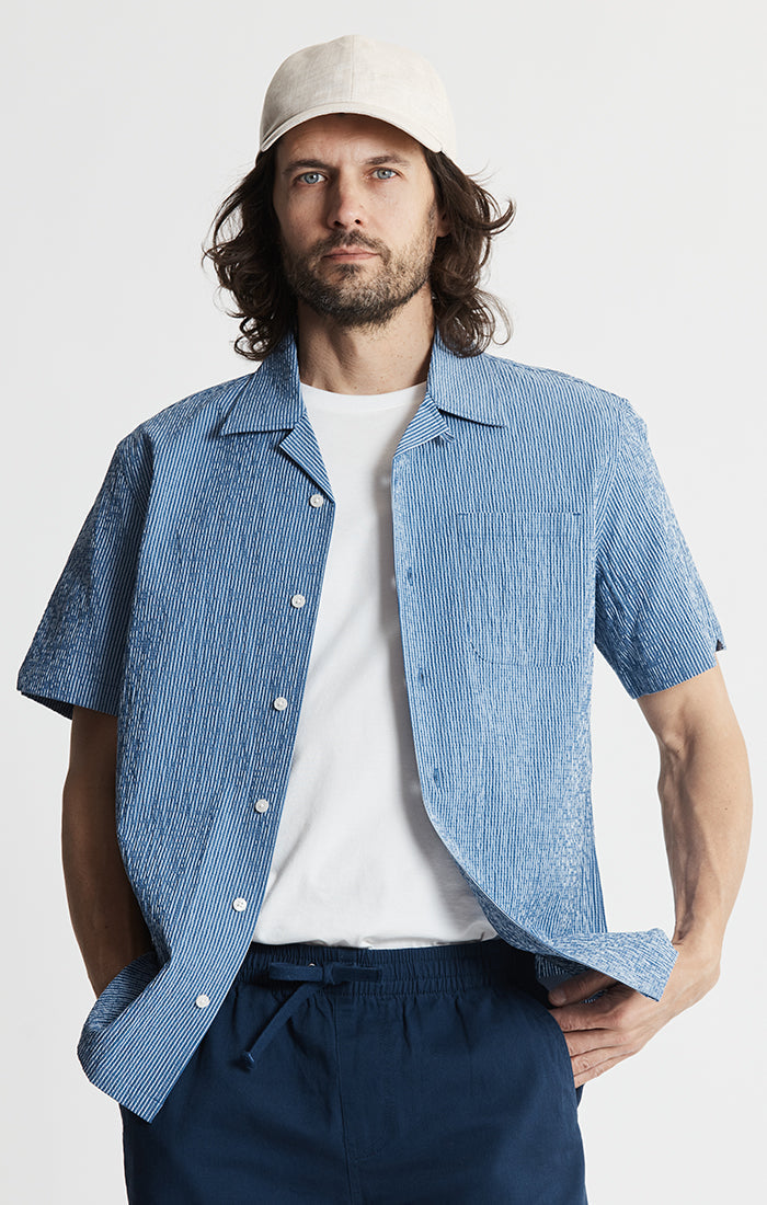 Seersucker Short Sleeve Camp Shirt