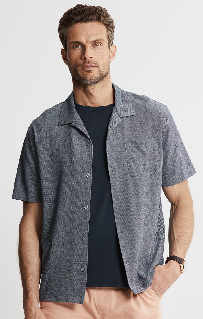 Knit Oxford Short Sleeve Camp Shirt