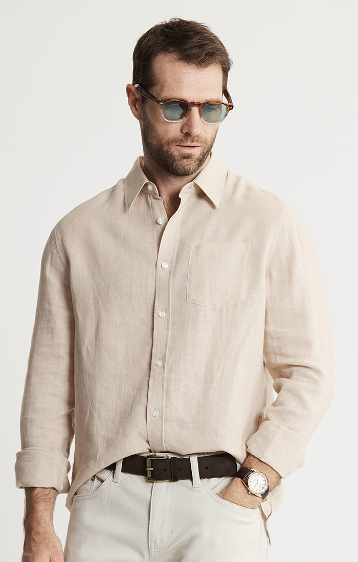 Linen Blend Button-Up Shirt