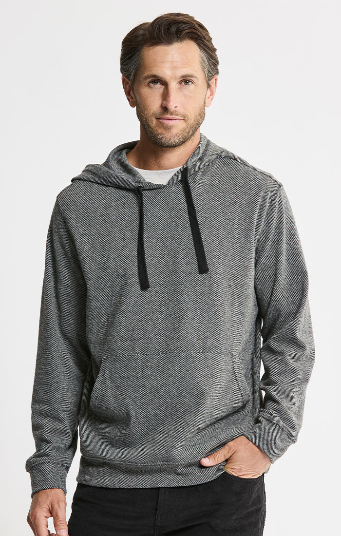 Knit Flannel Pullover Hoodie