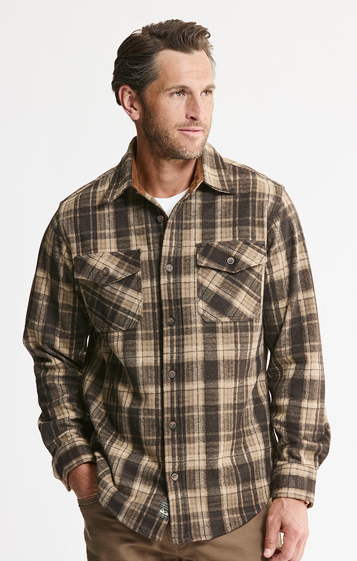 Knit Flannel Button-Up Shirt