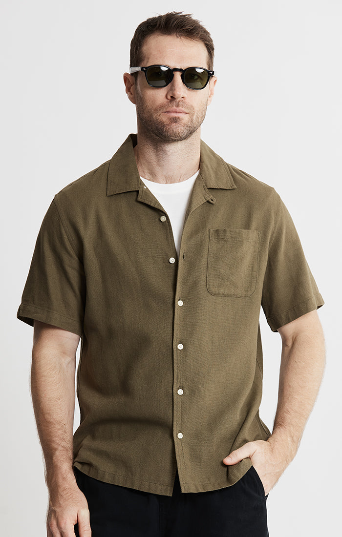 Linen Suffolk Short Sleeve Camp Shirt