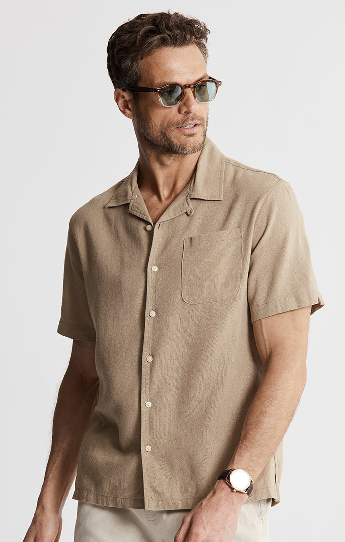 Linen Suffolk Short Sleeve Camp Shirt