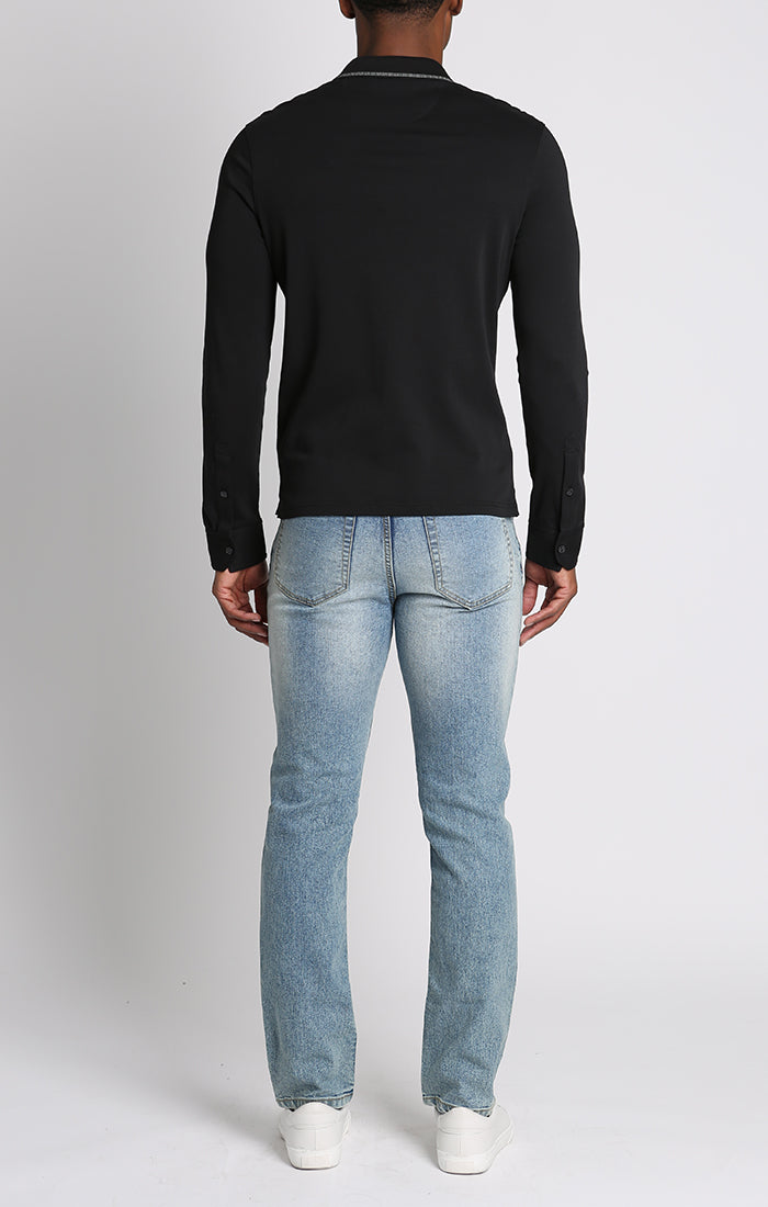 Luxe Cotton Long Sleeve Polo Shirt