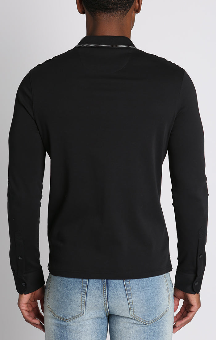 Luxe Cotton Long Sleeve Polo Shirt
