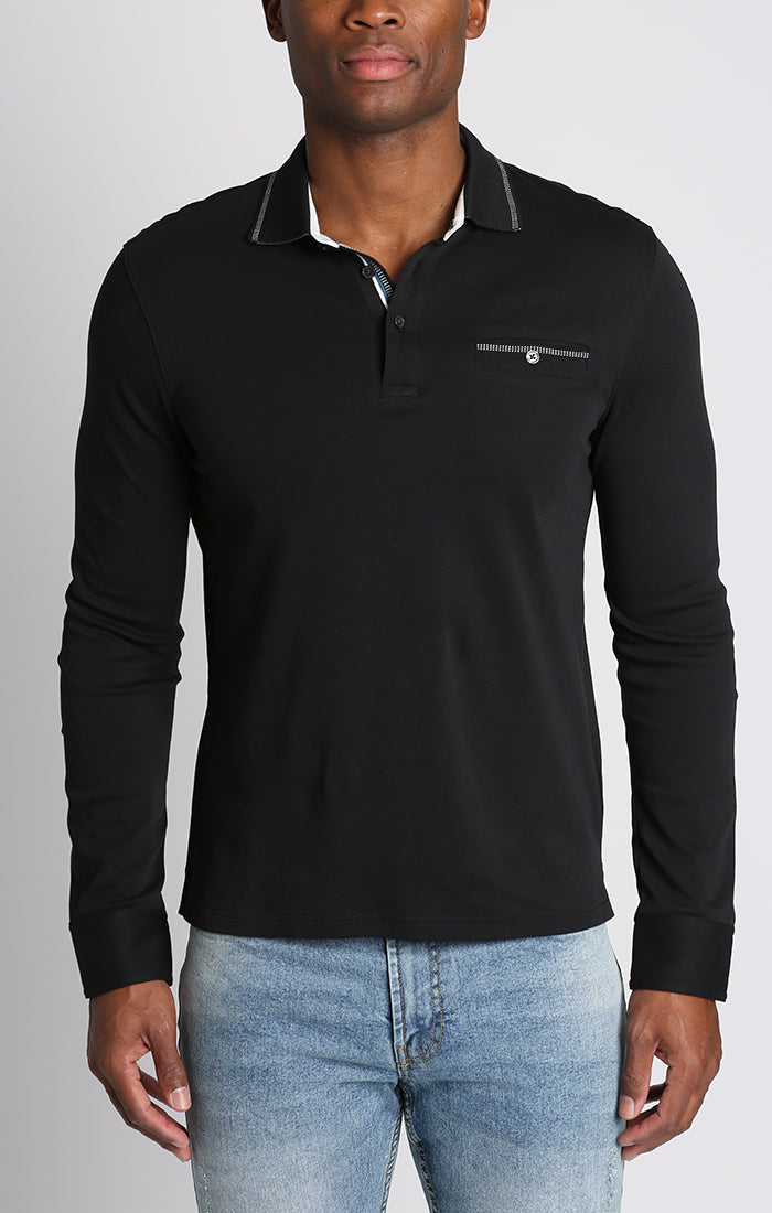 Luxe Cotton Long Sleeve Polo Shirt