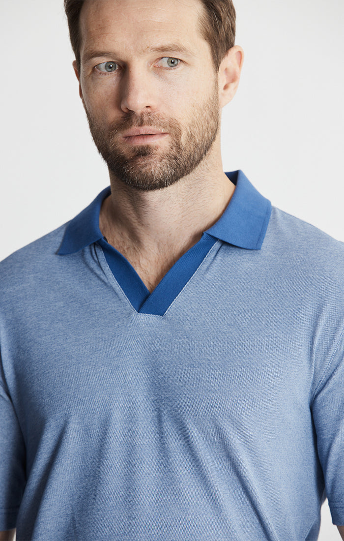 Cotton-Poly Johnny Collar Polo
