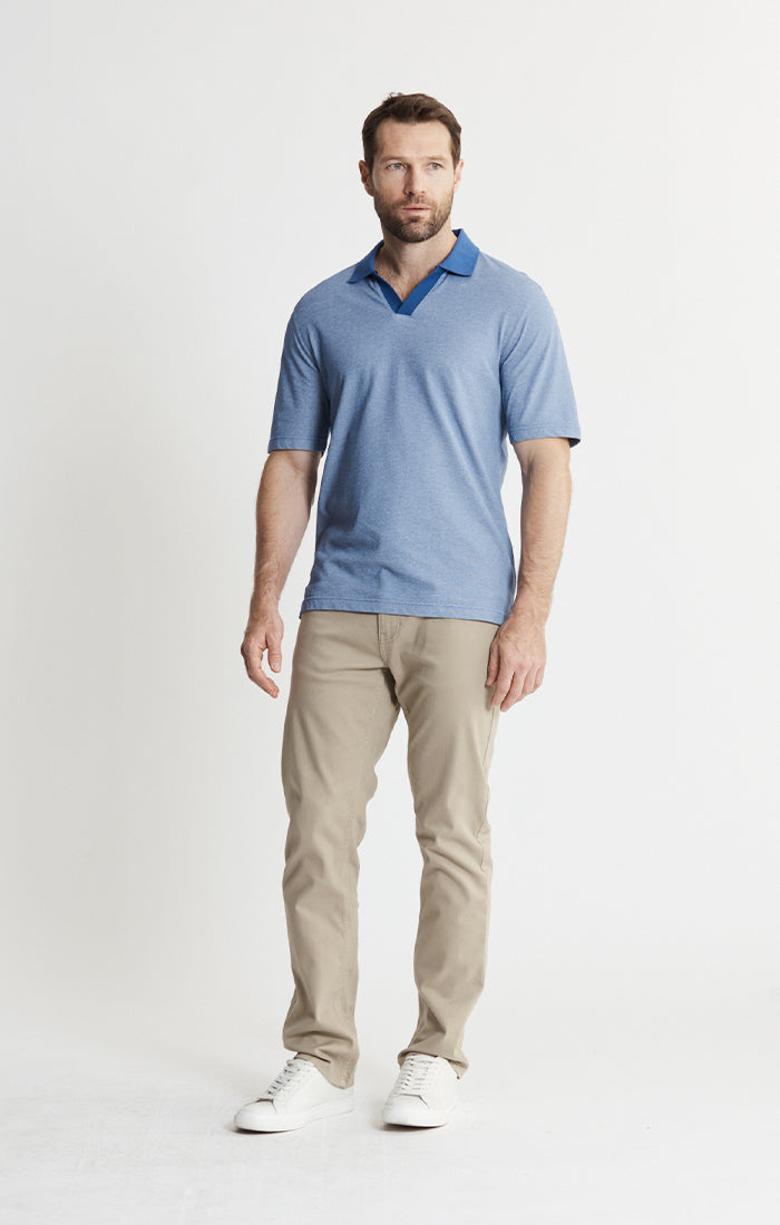 Cotton-Poly Johnny Collar Polo
