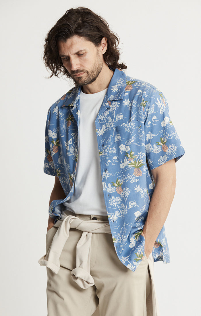 Lyocell Twill Short Sleeve Camp Shirt