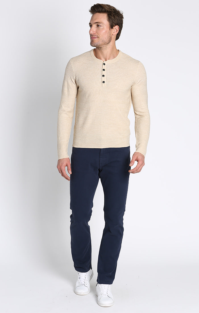 Mixed Stitch Waffle Sweater Henley