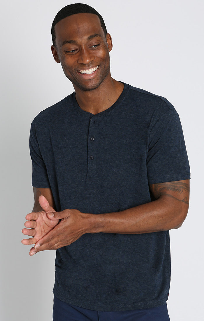 Stretch Poly Viscose Short Sleeve Henley