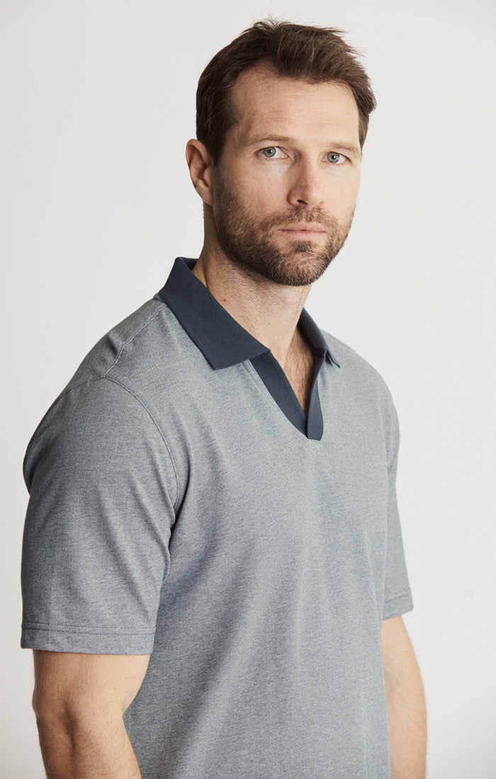 Cotton-Poly Johnny Collar Polo