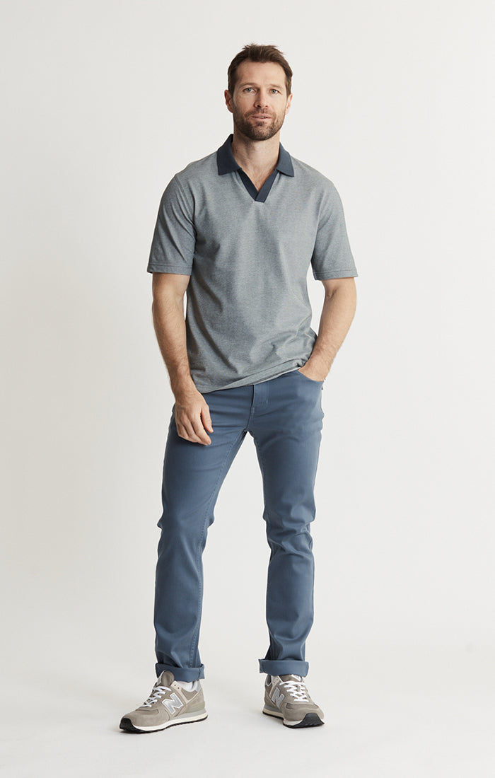 Cotton-Poly Johnny Collar Polo