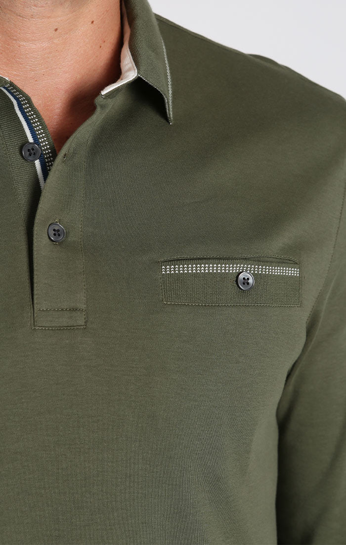 Luxe Cotton Long Sleeve Polo Shirt