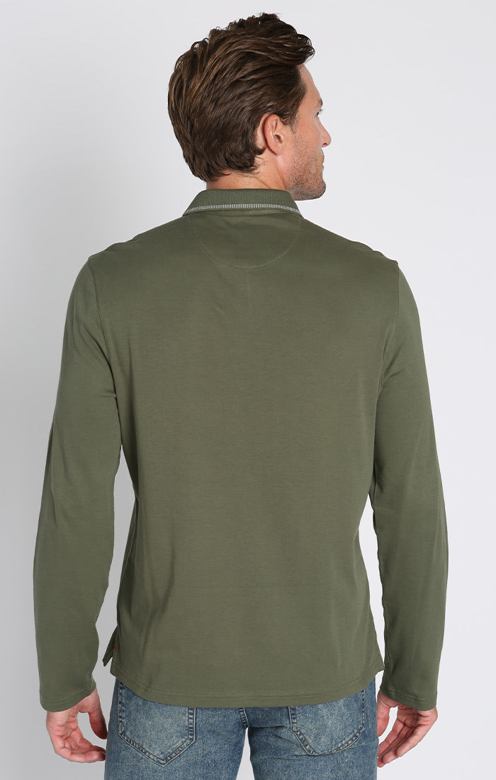 Luxe Cotton Long Sleeve Polo Shirt