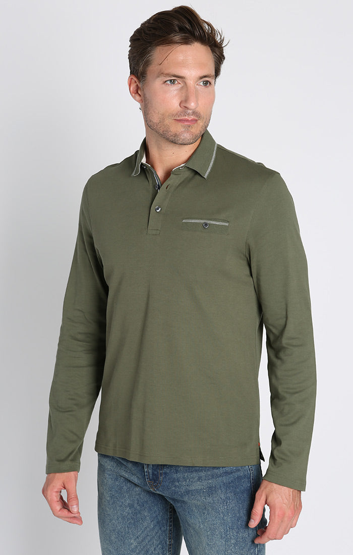 Luxe Cotton Long Sleeve Polo Shirt