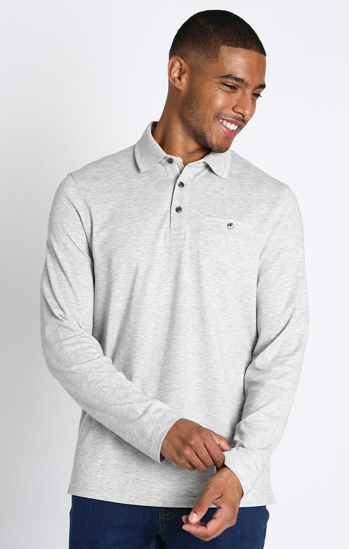Luxe Cotton Long Sleeve Polo Shirt