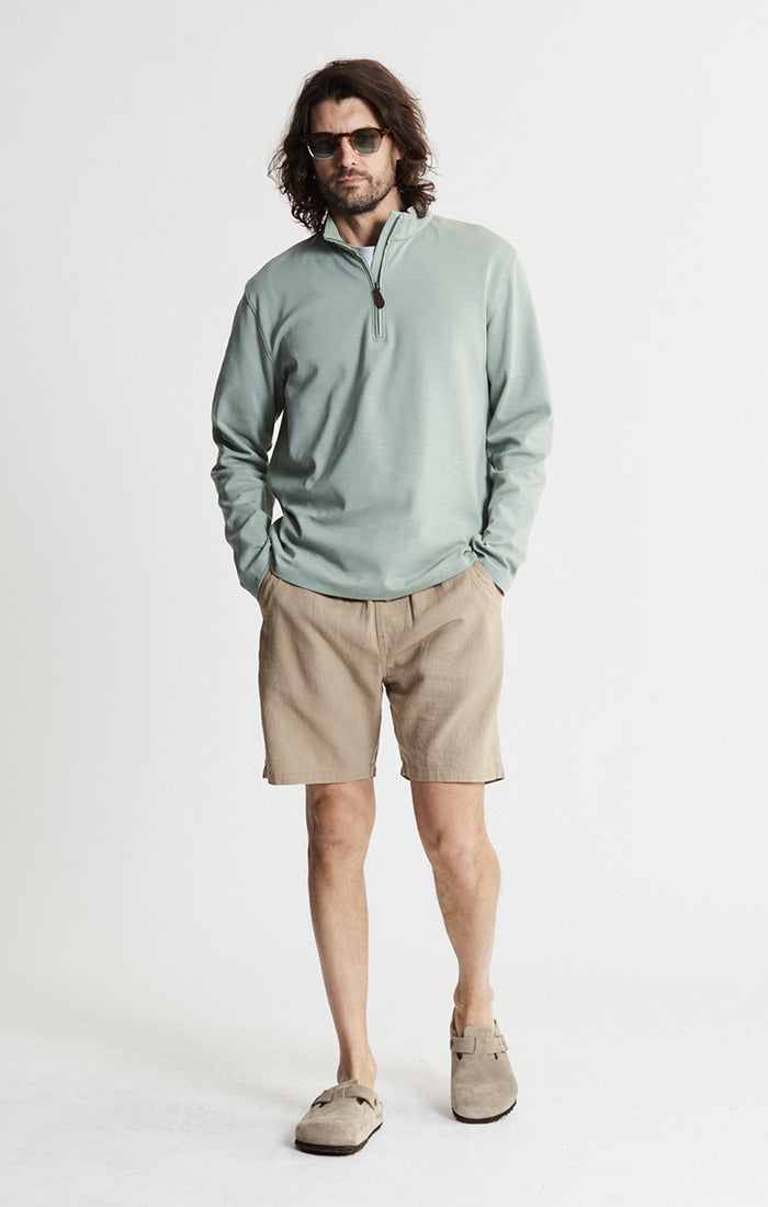 Stretch Cotton Slub Quarter Zip Pullover