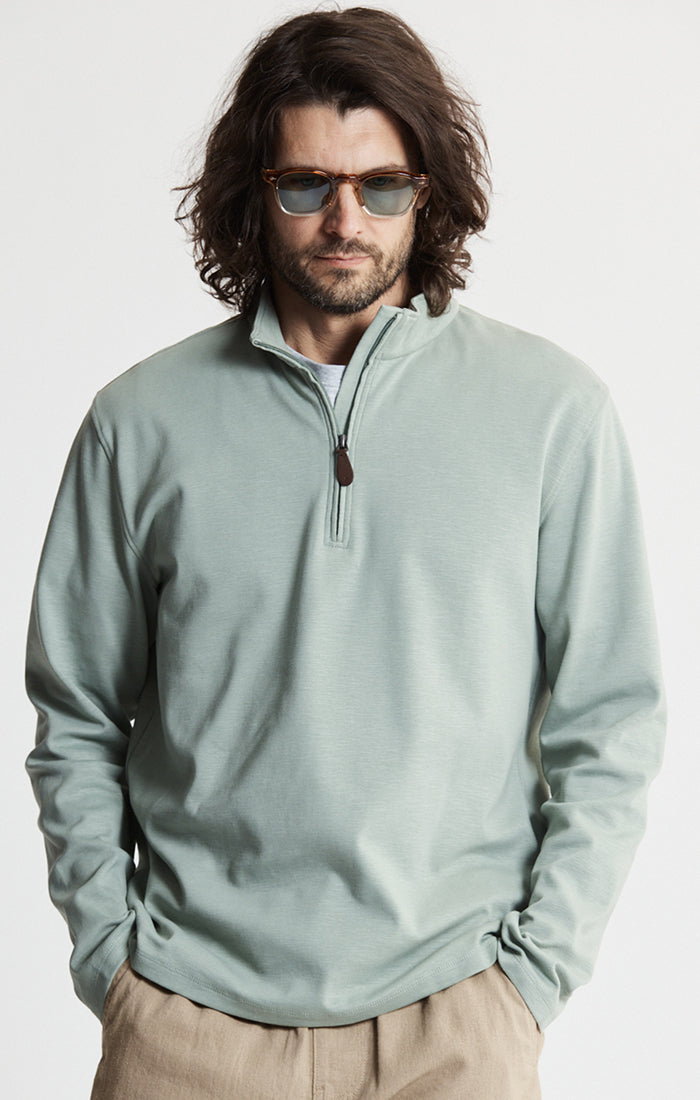 Stretch Cotton Slub Quarter Zip Pullover