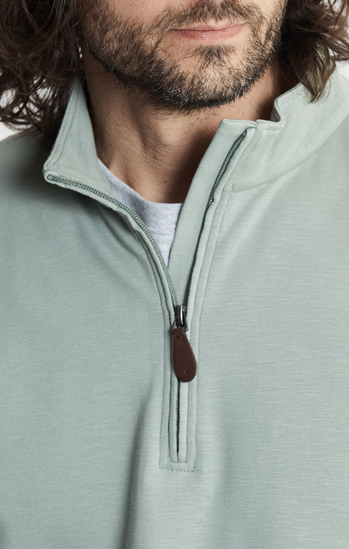 Stretch Cotton Slub Quarter Zip Pullover