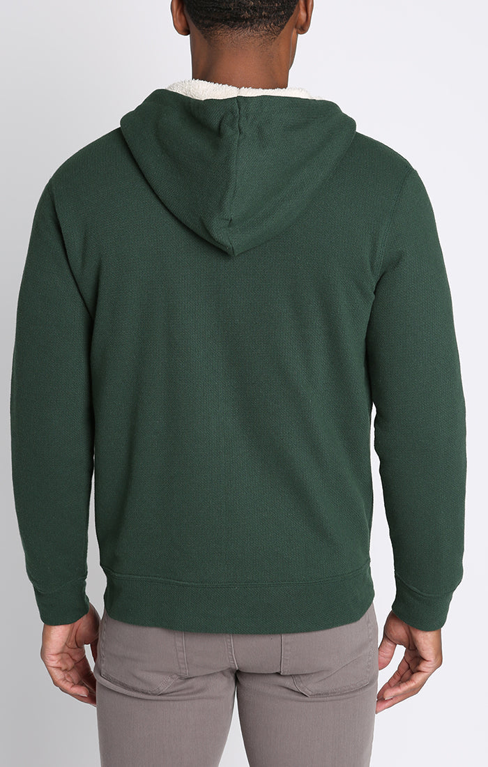 Recycled Jacquard Sherpa Lined Full Zip Hoodie