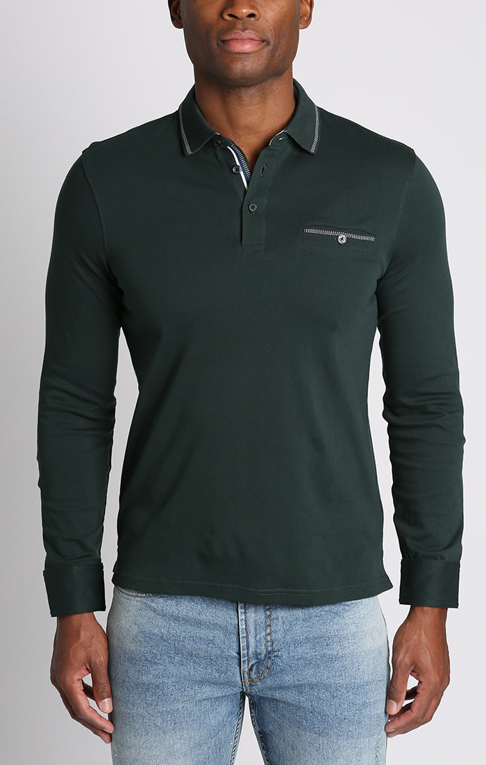 Luxe Cotton Long Sleeve Polo Shirt