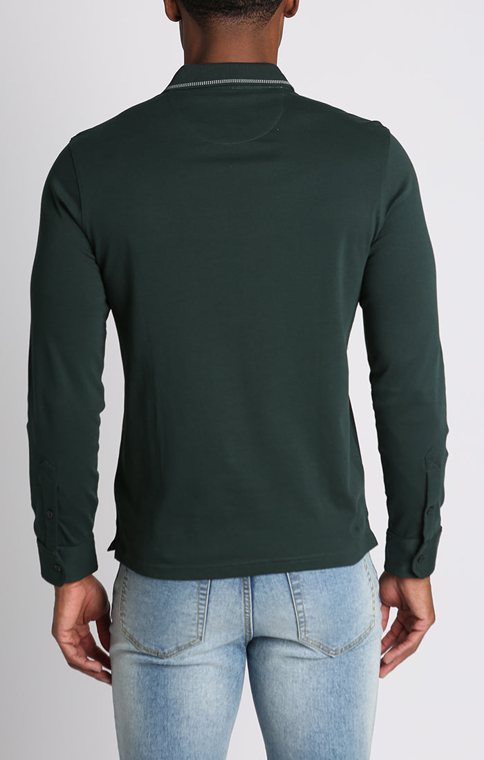 Luxe Cotton Long Sleeve Polo Shirt