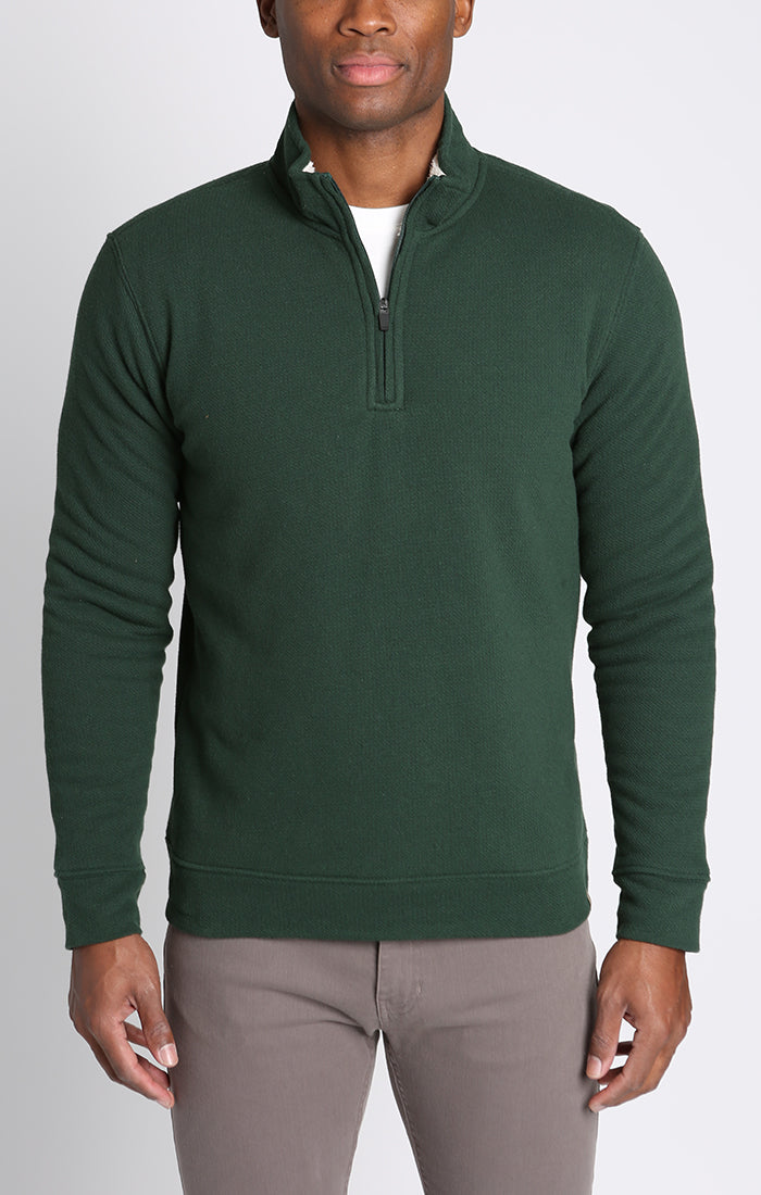 Recycled Jacquard Sherpa Lined Quarter Zip Pullover