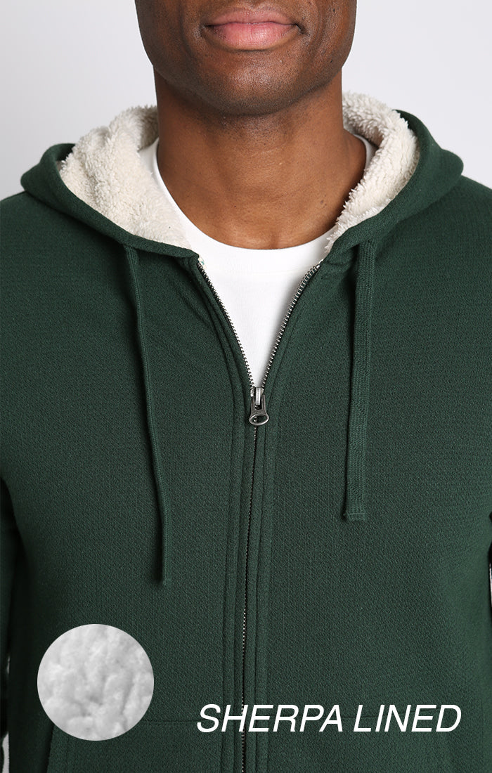 Recycled Jacquard Sherpa Lined Full Zip Hoodie