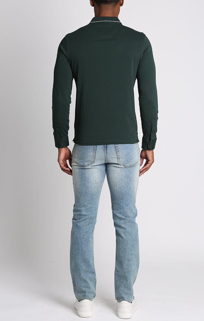 Luxe Cotton Long Sleeve Polo Shirt