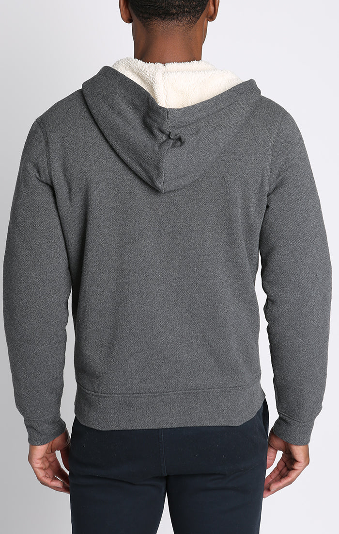 Recycled Jacquard Sherpa Lined Full Zip Hoodie