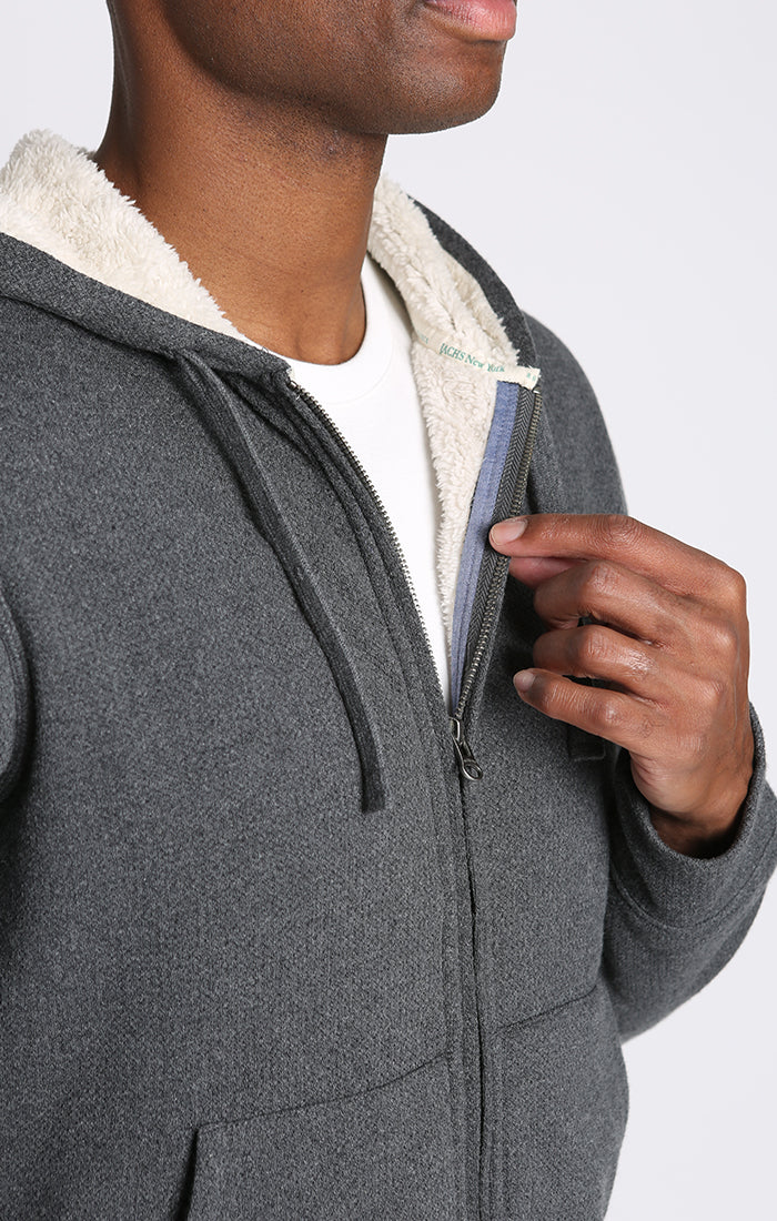 Recycled Jacquard Sherpa Lined Full Zip Hoodie