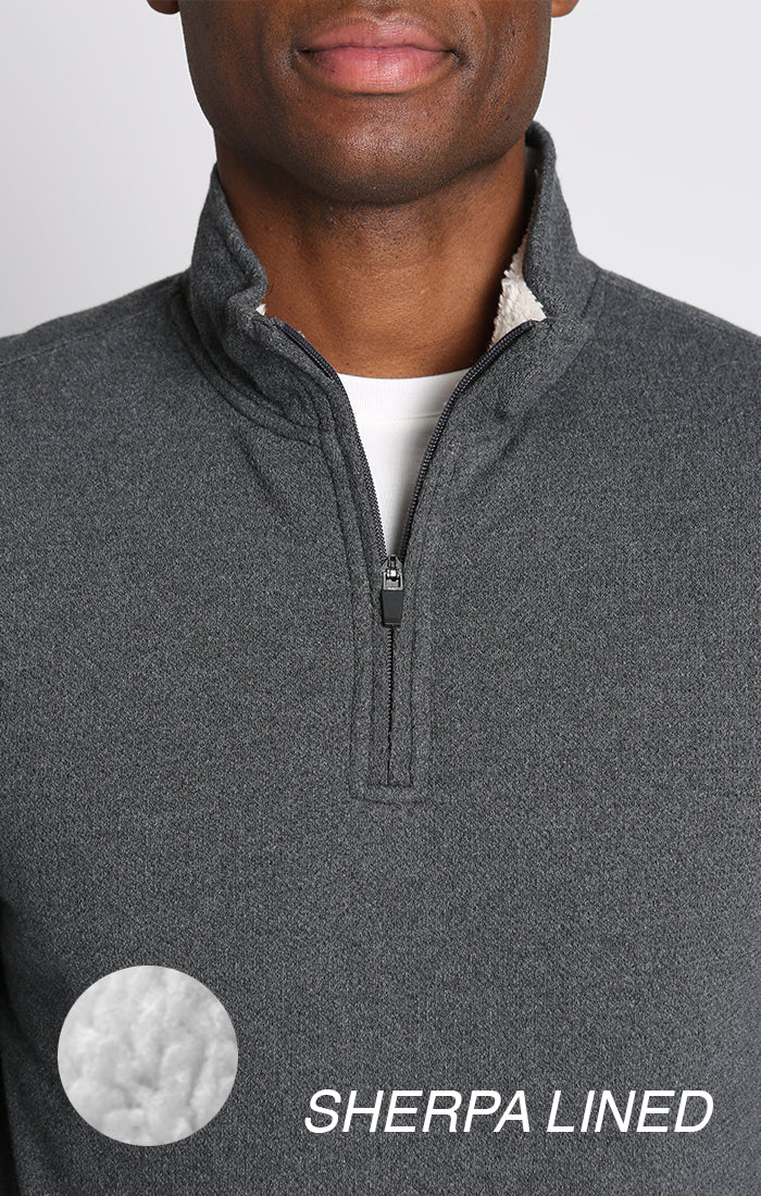 Recycled Jacquard Sherpa Lined Quarter Zip Pullover