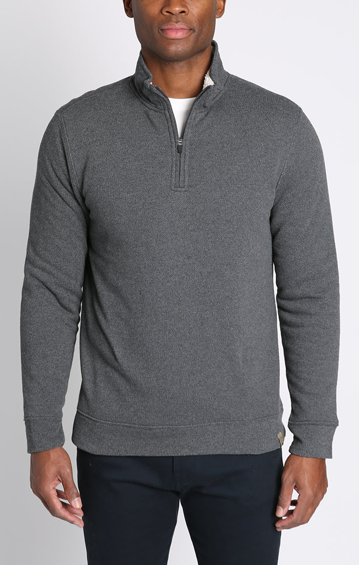 Recycled Jacquard Sherpa Lined Quarter Zip Pullover