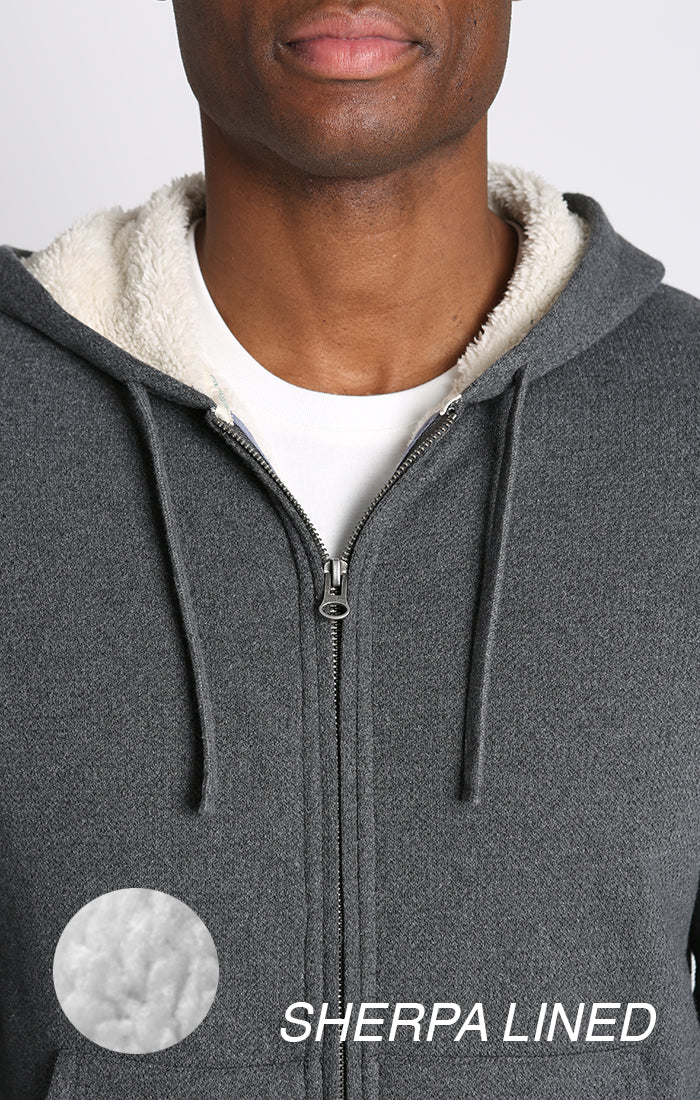 Recycled Jacquard Sherpa Lined Full Zip Hoodie