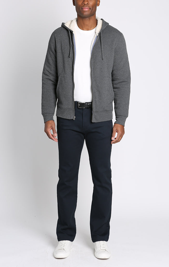 Recycled Jacquard Sherpa Lined Full Zip Hoodie