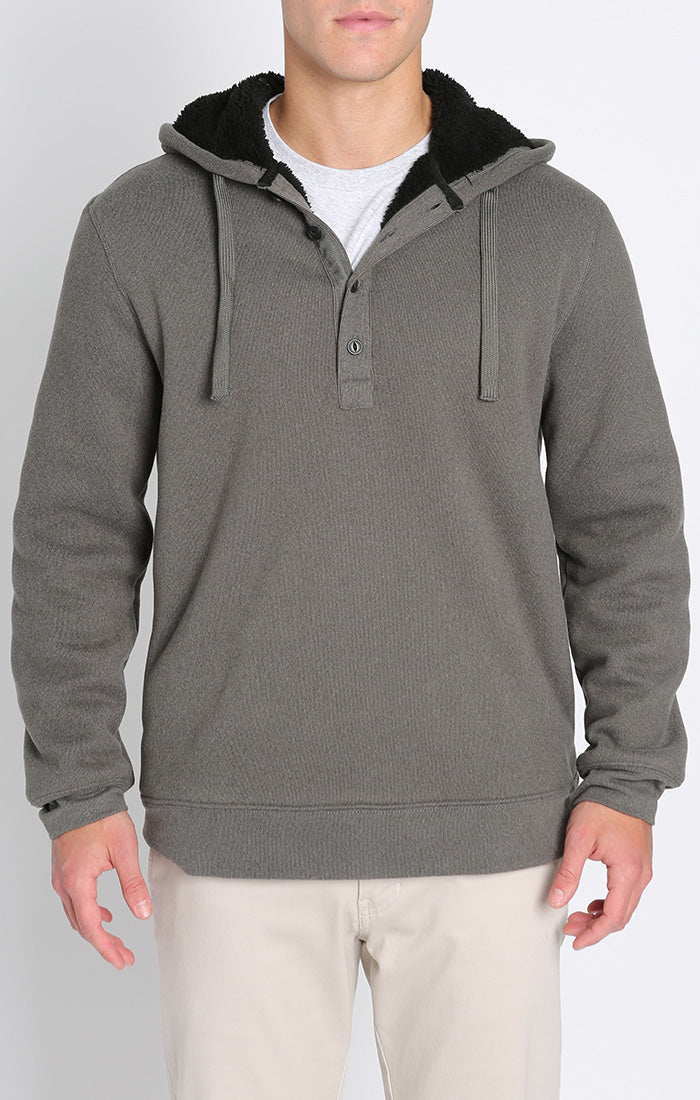Sherpa Lined Ultra Soft Ribbed Hooded Henley