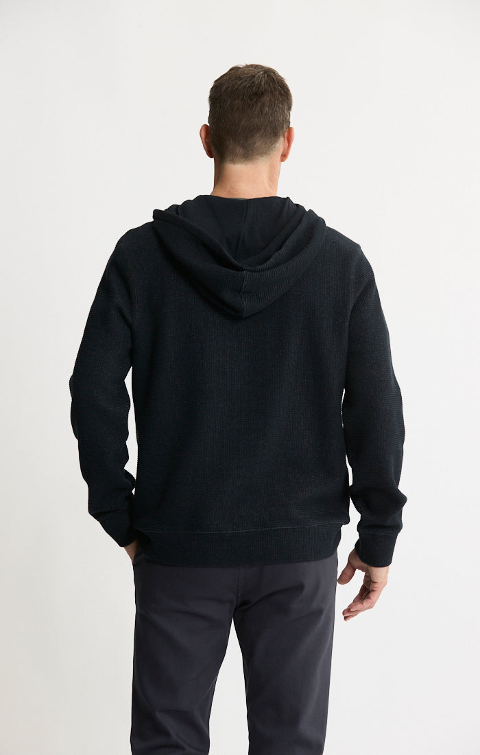 Doubleface Mesh Hooded Henley Pullover