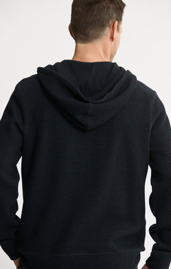 Doubleface Mesh Hooded Henley Pullover