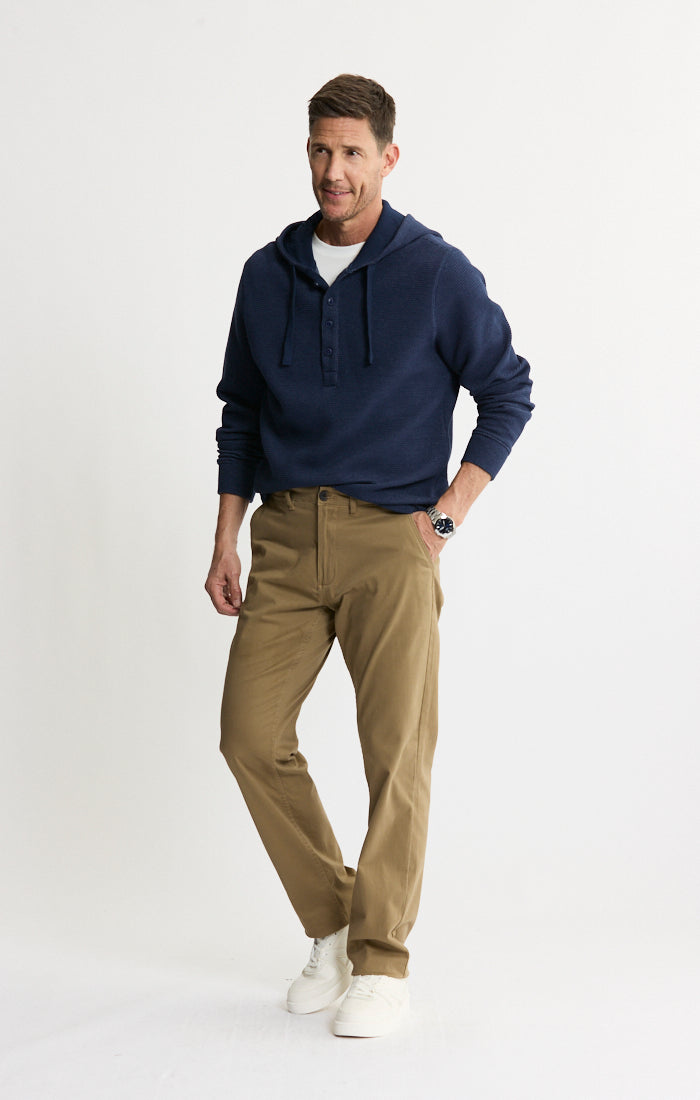 Doubleface Mesh Hooded Henley Pullover