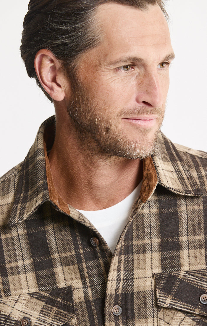 Knit Flannel Button-Up Shirt